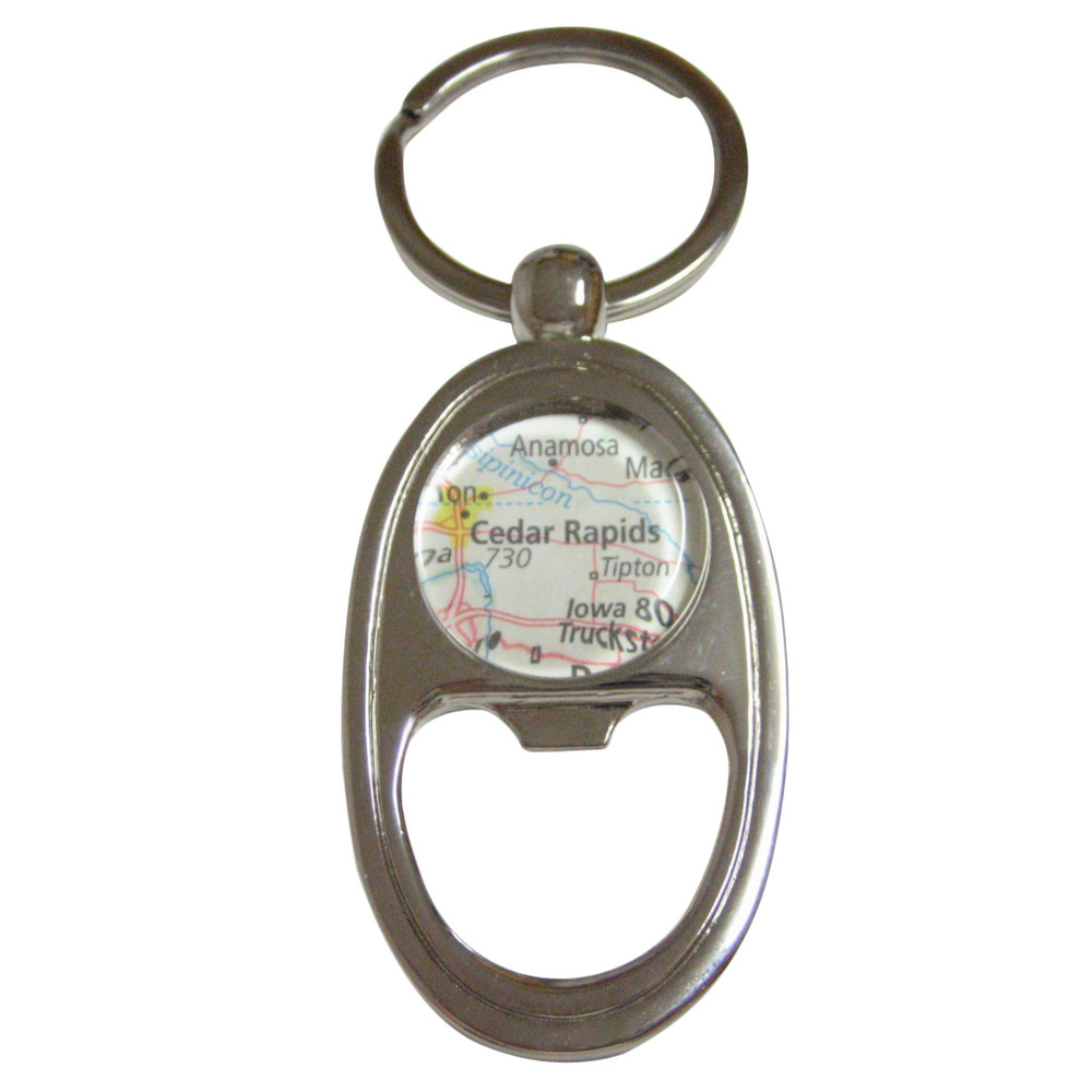 Cedar Rapids Iowa Map Bottle Opener Key Chain - image 1